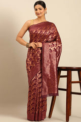 Purple Cotton Woven Saree