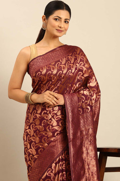 Purple Cotton Woven Saree