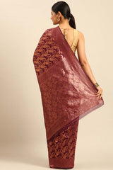 Purple Cotton Woven Saree