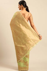 Green Cotton Woven Saree