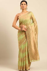 Green Cotton Woven Saree