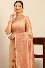 Beige Cotton Woven Saree