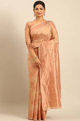 Beige Cotton Woven Saree