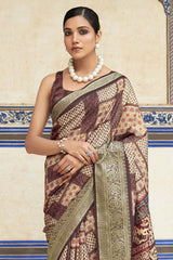 Multi-Color Printed Silk Saree