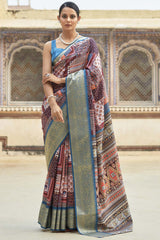 Multi-Color Printed Silk Saree