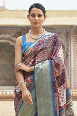 Multi-Color Printed Silk Saree