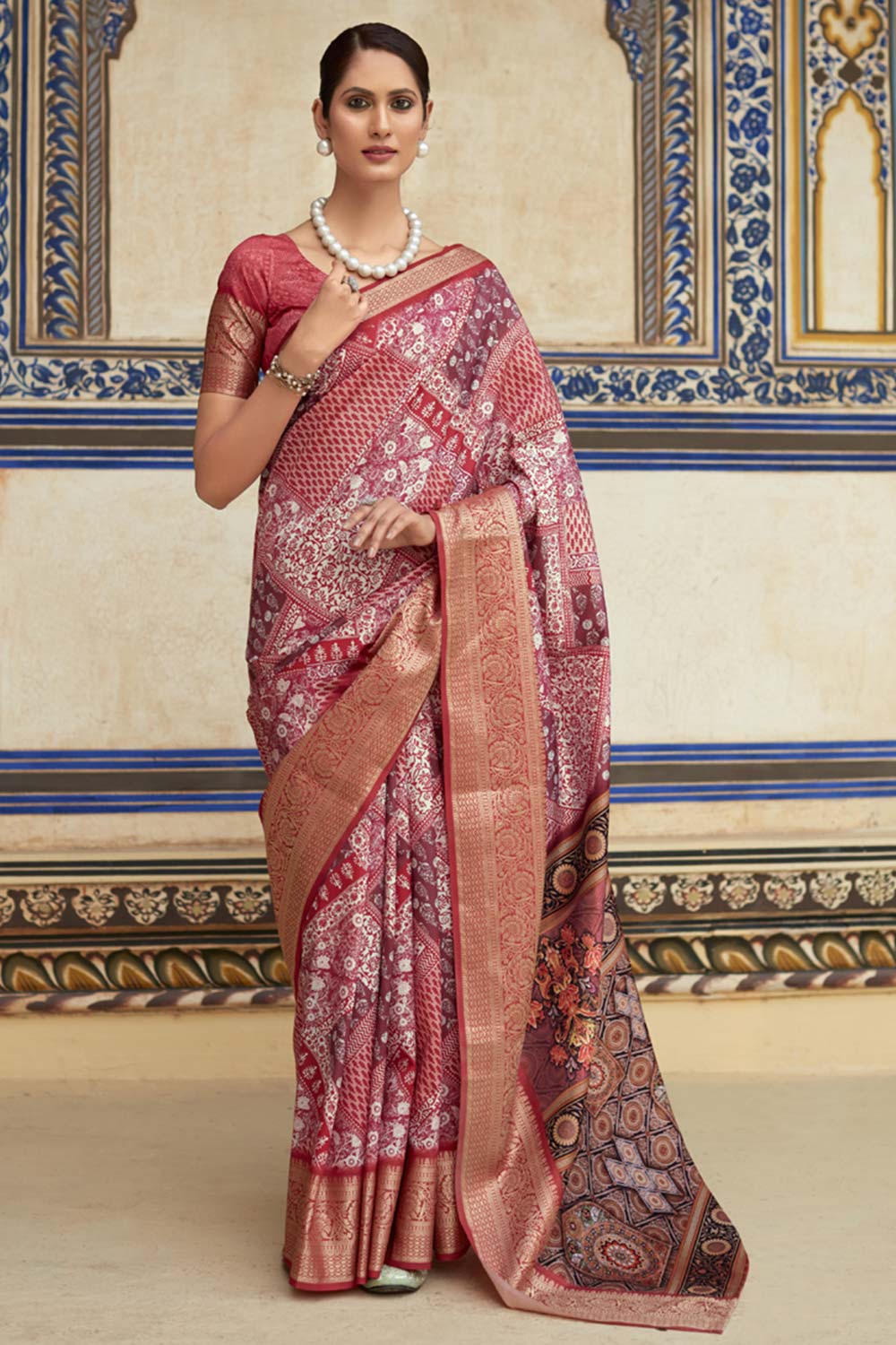 Multi-Color Printed Silk Saree