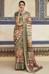 Multi-Color Printed Silk Saree