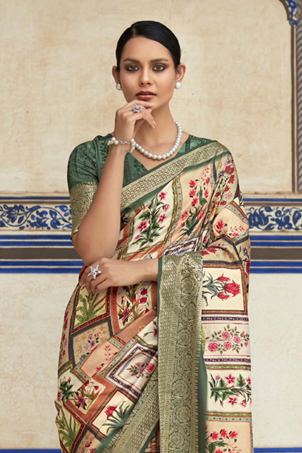 Multi-Color Printed Silk Saree