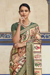 Multi-Color Printed Silk Saree