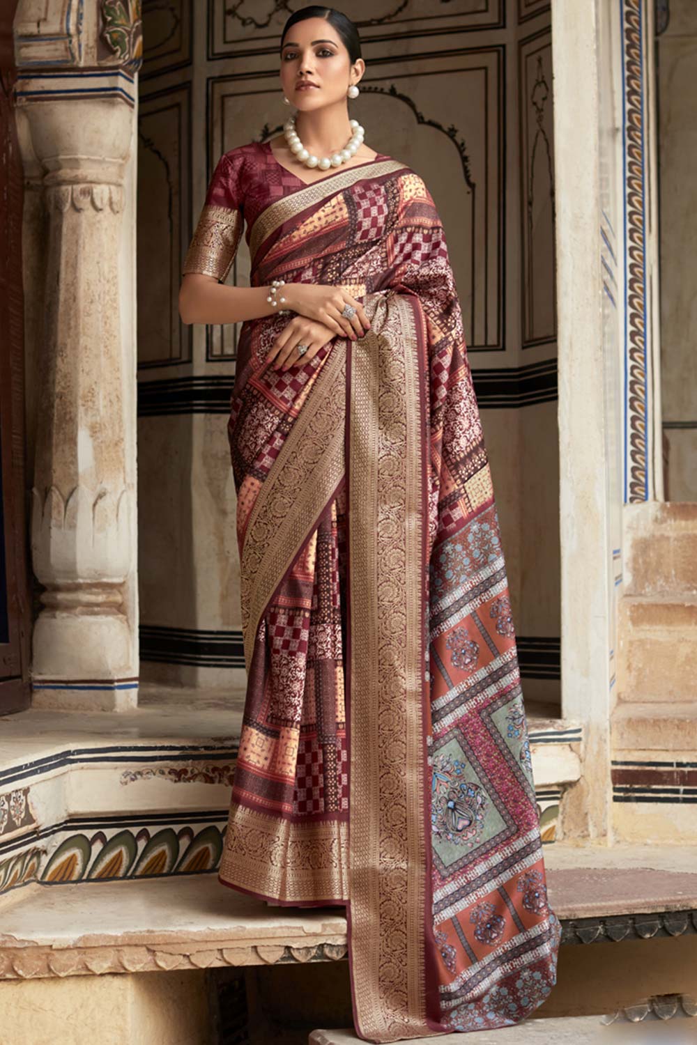 Multi-Color Printed Silk Saree