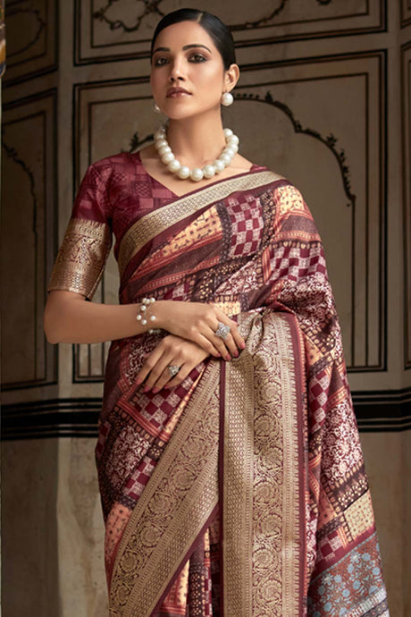 Multi-Color Printed Silk Saree