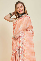 Orange Linen Woven Saree