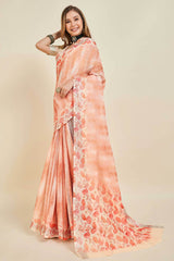 Orange Linen Woven Saree