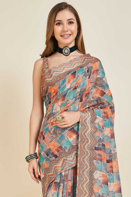 Multi Color Linen Woven Saree