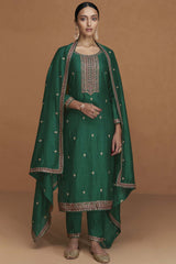 Green Silk Embroidered Designer Salwar Suit