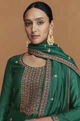 Green Silk Embroidered Designer Salwar Suit