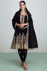 Black Premium Silk Embroidered Suit