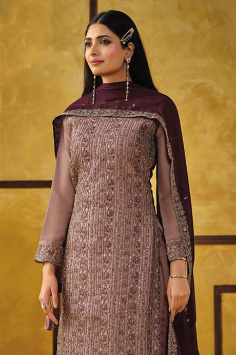 Onion Pink Silk Embroidered Round Neck Salwar Kameez