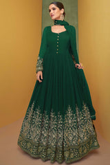 Green Georgette Embroidered Anarkali Suit