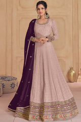 Onion Pink Georgette Embroidered Anarkali Suit