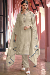 Beige Georgette Embroidered Designer Salwar Suit