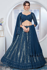 Rama Georgette Embroidered Thread Lehenga