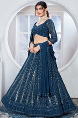 Rama Georgette Embroidered Thread Lehenga