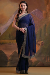 Blue Heavy Georgette Sequence Work Saree