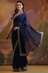 Blue Heavy Georgette Sequence Work Saree