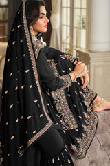 Black Georgette Embroidered Round Neck Salwar Kameez