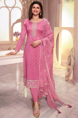 Pink Silk Georgette Embroidered Salwar Suit