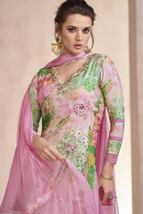 Baby Pink Muslin Hand Embelished Sharara Suit