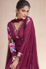 Violet Muslin Hand Embelished Sharara Suit