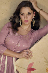 Onion Pink Georgette Embroidered Anarkali Suit