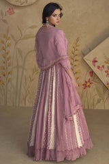 Onion Pink Georgette Embroidered Anarkali Suit