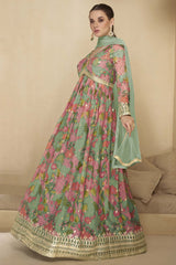 Pista Georgette Embroidered Anarkali Suit