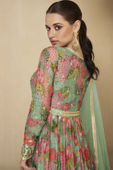 Pista Georgette Embroidered Anarkali Suit