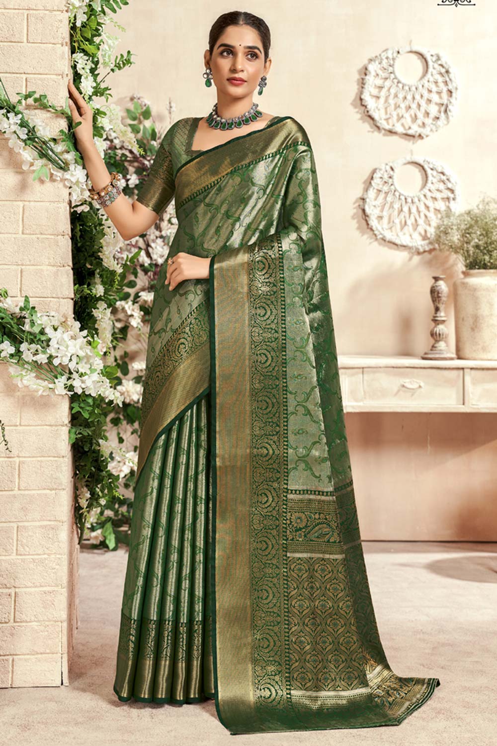 Green Woven Silk Saree