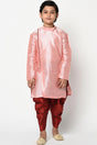 Buy Boy's Art Silk Solid Kurta Peshawari in Pink Online - Front