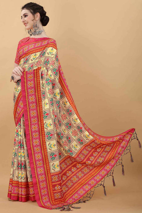 Printed Design Multi-Color Satin Fancy Saree