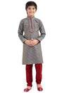 Boys Grey Cotton Resham Thread Embroidered Kurta Pyjama Set