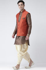 Buy Men's Art Silk  Solid Jacket in Orange  Online