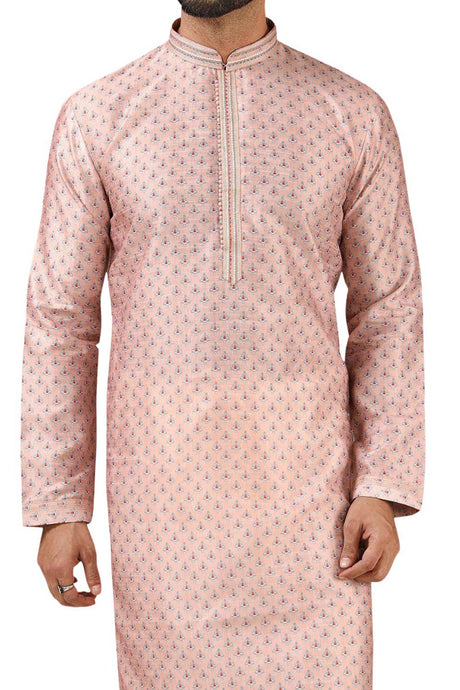 Buy Beige Art Dupion Silk Embroidered Kurta Pajama Set Online - Karmaplace