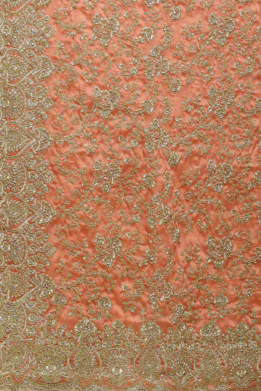 Silk Embroidered Saree In Peach