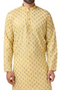 Buy Yellow Art Dupion Silk Embroidered Kurta Pajama Set Online - Karmaplace