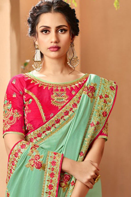 Art Silk Saree In Green