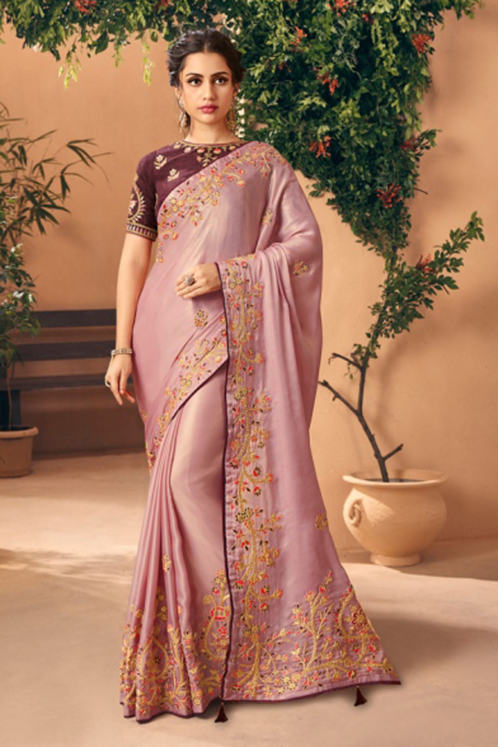 Art Silk Saree In Purple