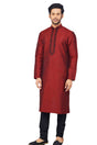 Buy Red Art Dupion Silk Embroidered Kurta Pajama Set Online - Karmaplace