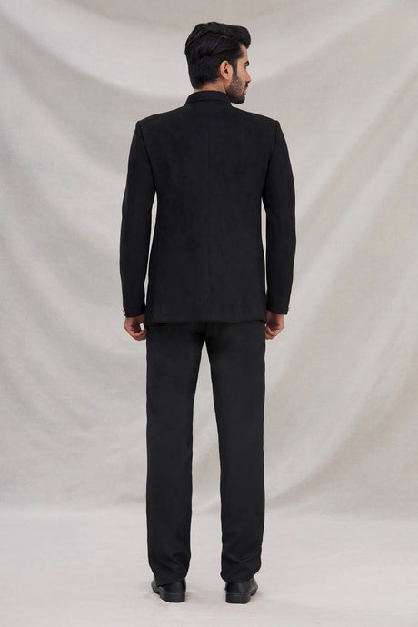 Black Suede Velvet Jodhpuri Pant